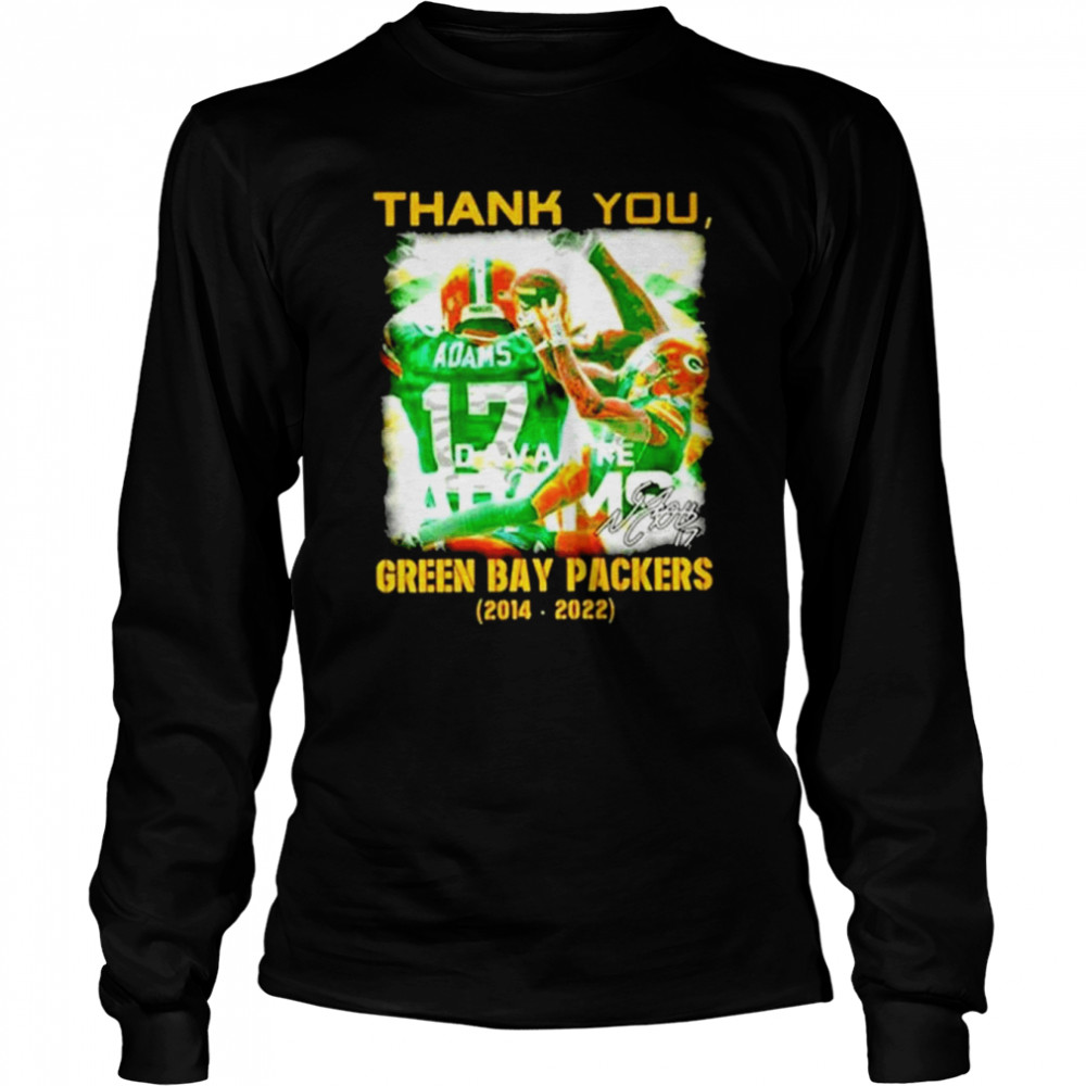 Thank You Davante Adams Green Bay Packers 2014 2022 Signatures Green Bay Packers T- Long Sleeved T-shirt