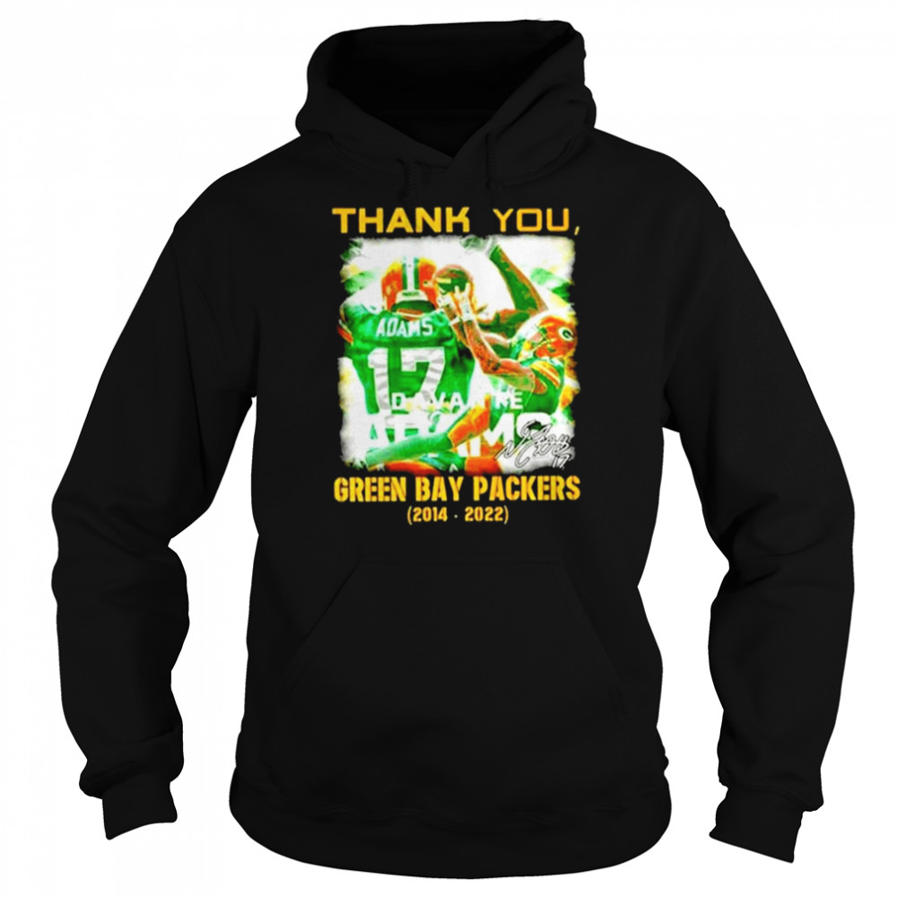 Thank You Davante Adams Green Bay Packers 2014 2022 Signatures Green Bay Packers T- Unisex Hoodie