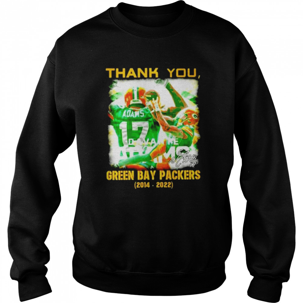 Thank You Davante Adams Green Bay Packers 2014 2022 Signatures Green Bay Packers T- Unisex Sweatshirt