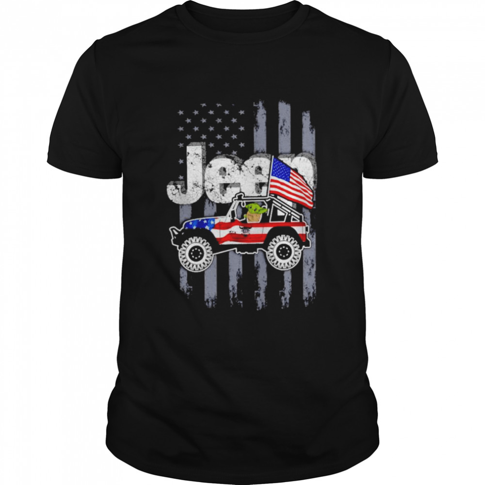 Baby Yoda jeep American flag shirt