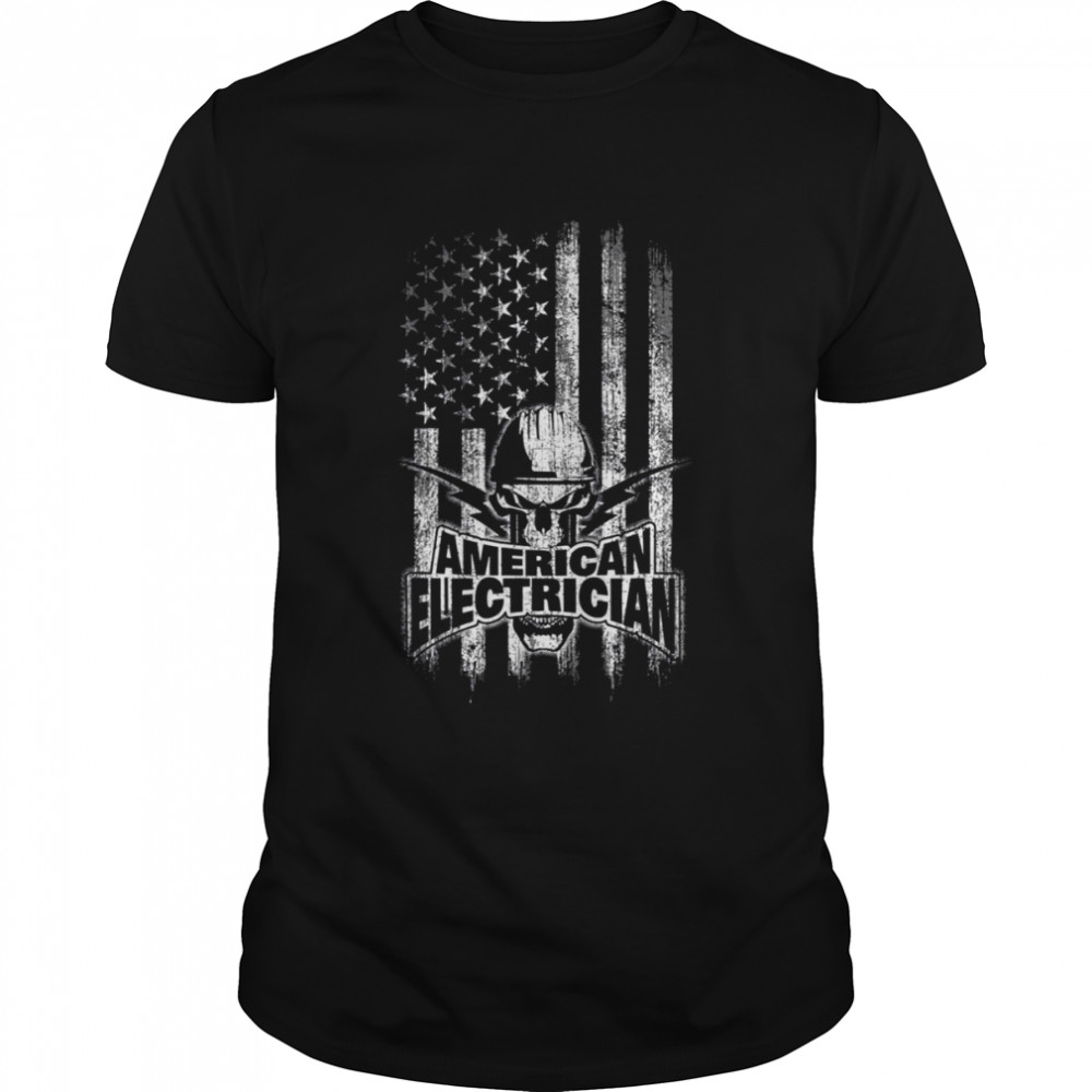 Electrician American Flag Skull And Thunderbolts shirt