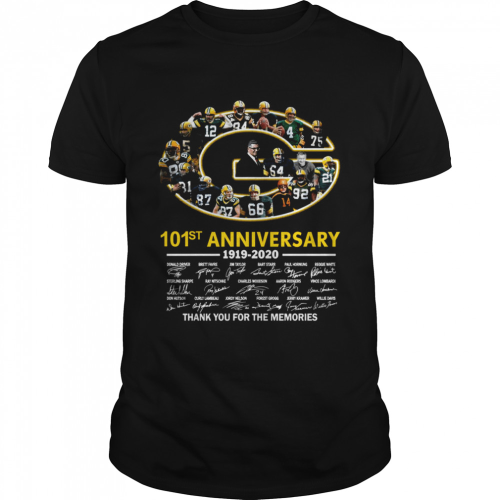 Green Bay Packers 101st Anniversary 1919 2020 Thank You For The Memories Signatures shirt