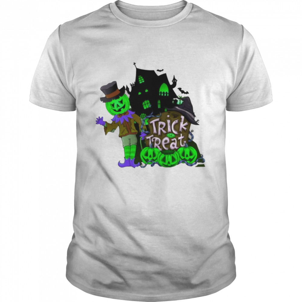 Horror Mansion Trick Or Treat Halloween Illustration shirt Classic Men's T-shirt