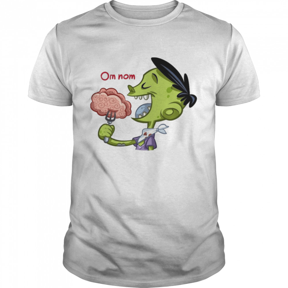 Om Nom Halloween Funny Zombie Eating Brain shirt
