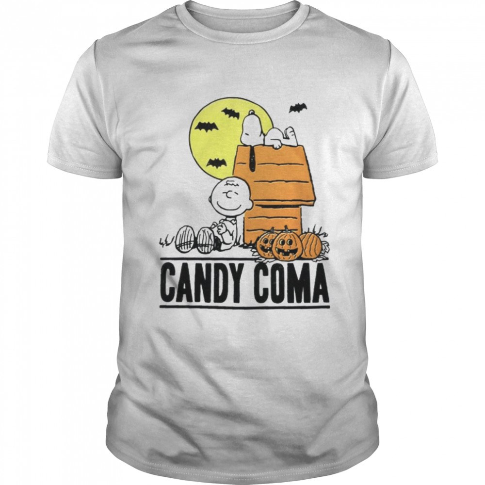 Peanuts Boys White Candy Coma Charlie Brown Halloween shirt