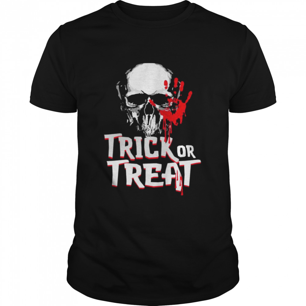 Skull Blood Trick Or Treat Halloween Illustration shirt