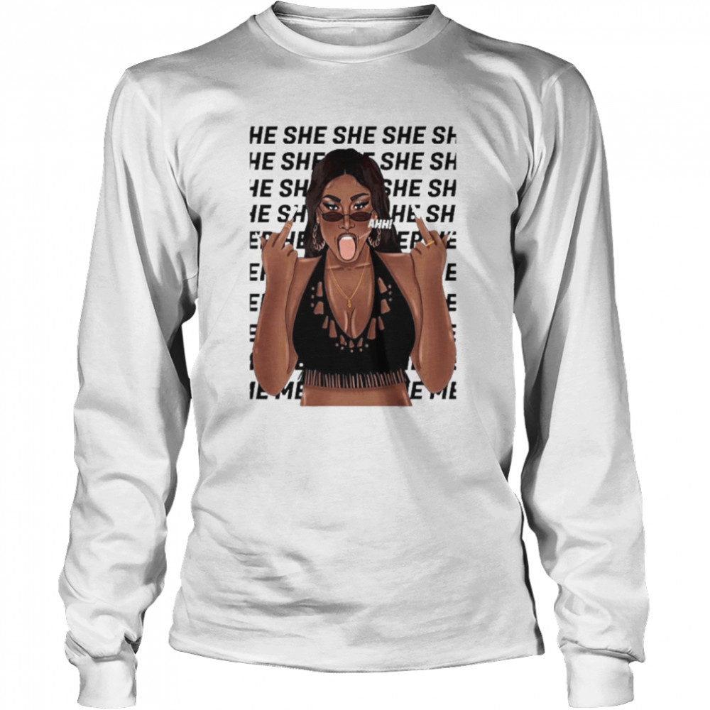 Ahhh Megan Thee Stallion Tongue Out  Long Sleeved T-shirt
