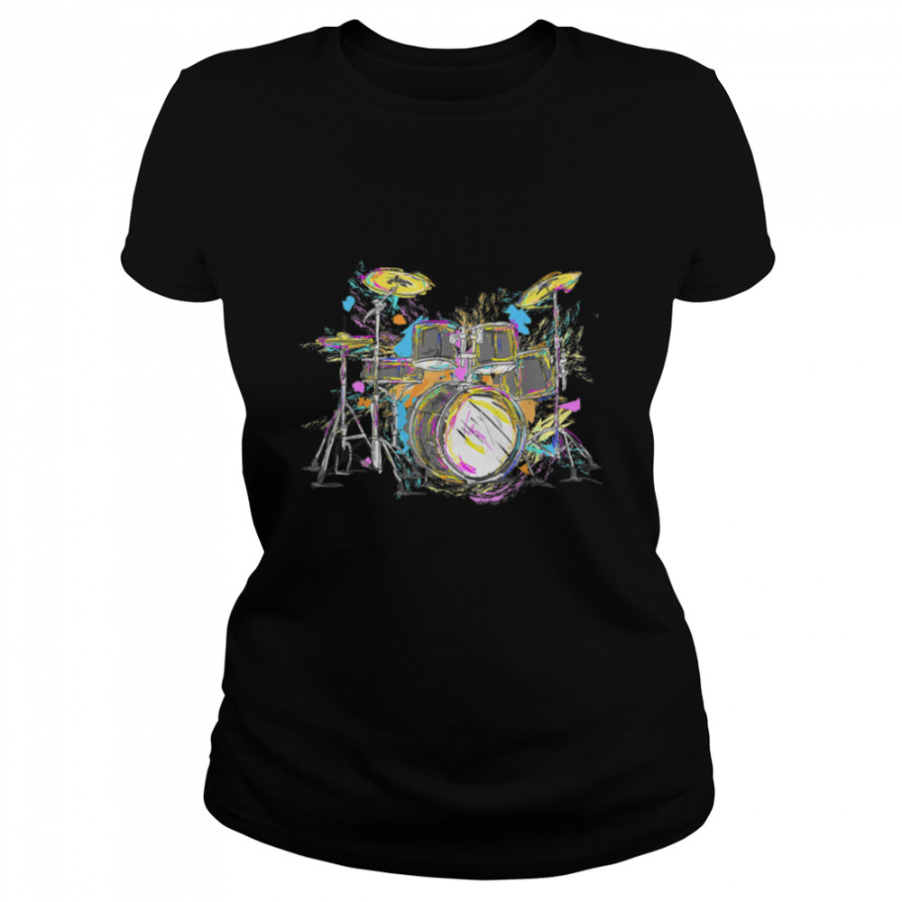 Abstract Art Drums Musician Music Band Throne Noose T- B0BF541CW7 Classic Women's T-shirt