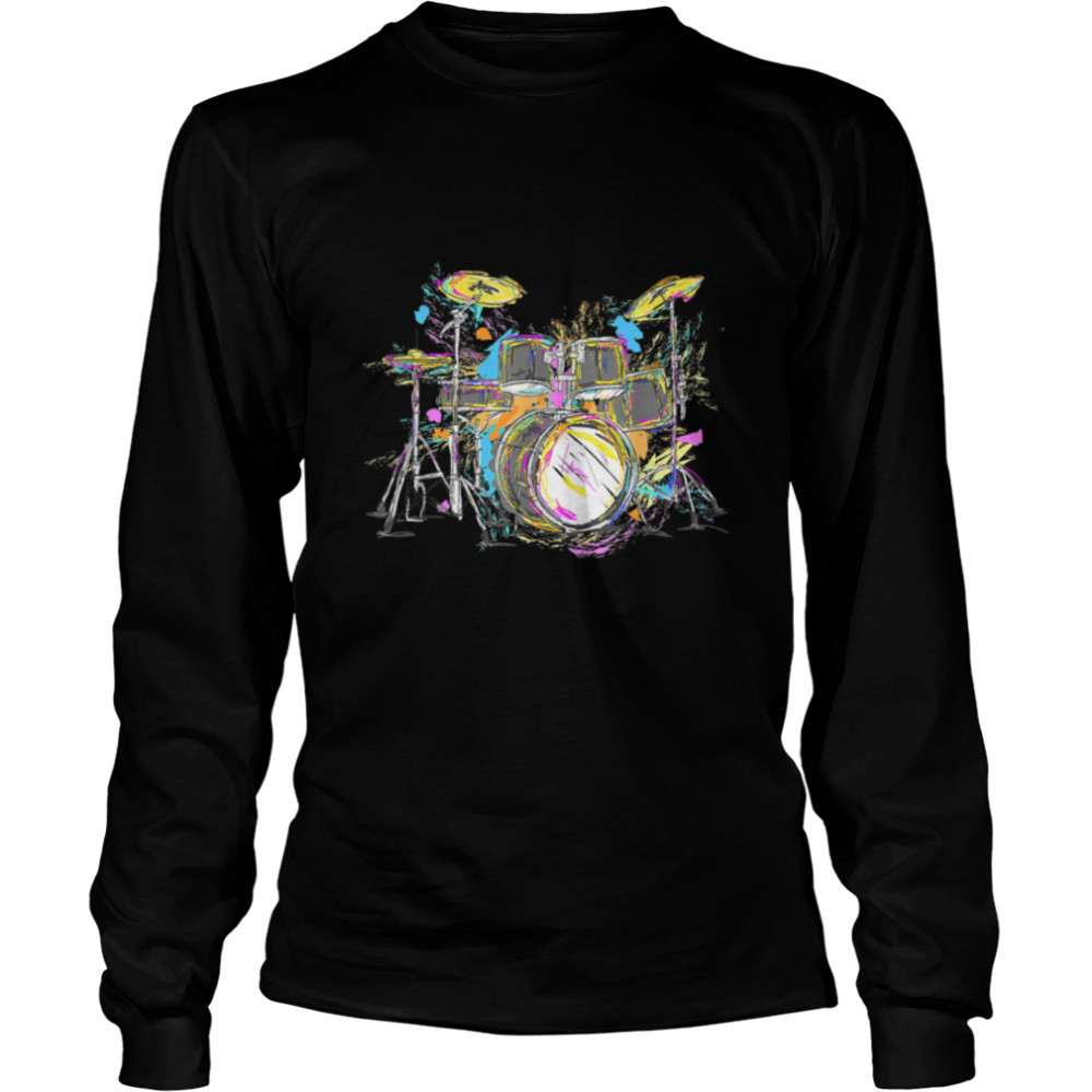 Abstract Art Drums Musician Music Band Throne Noose T- B0BF541CW7 Long Sleeved T-shirt