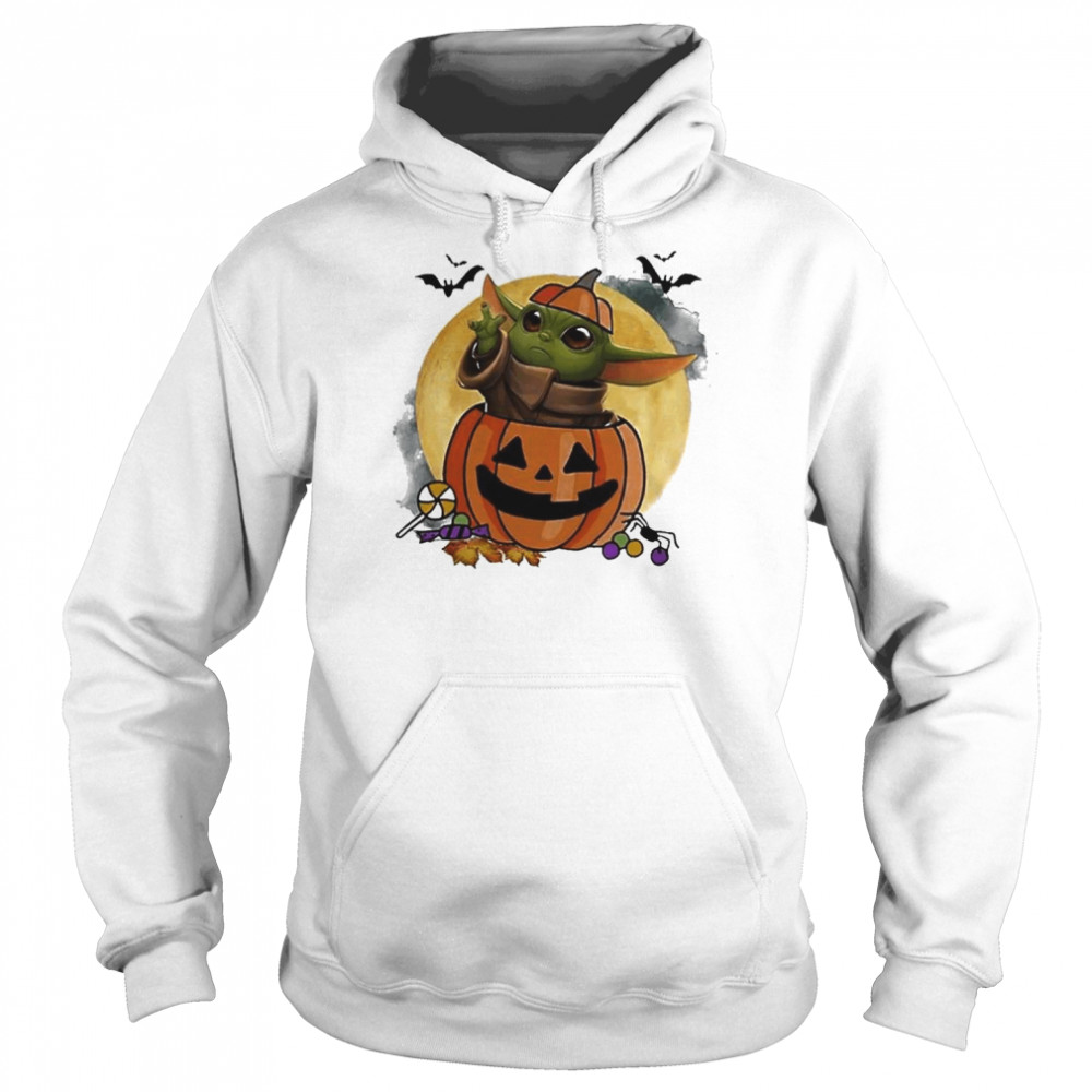 Baby Yoda Pumpkin Moon Halloween shirt Unisex Hoodie
