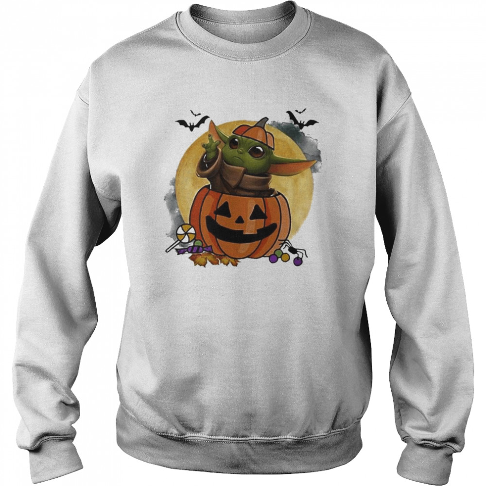 Baby Yoda Pumpkin Moon Halloween shirt Unisex Sweatshirt