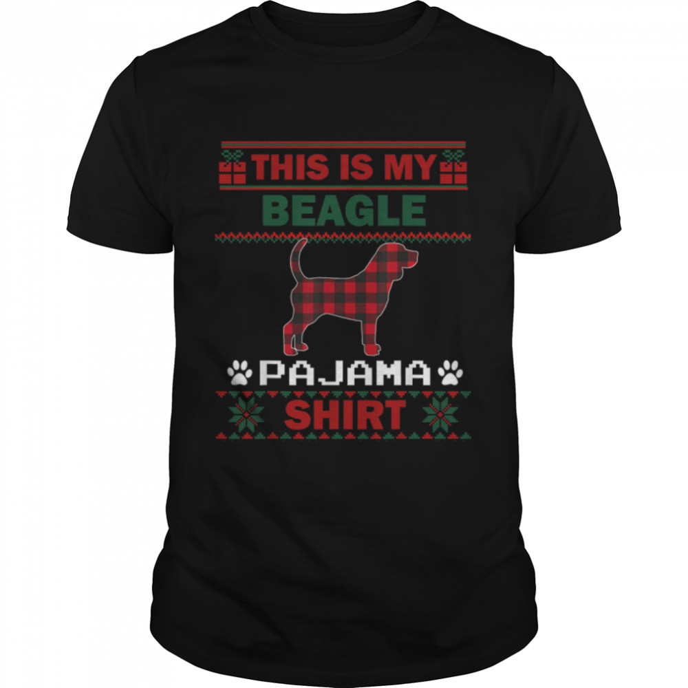Beagle Dog Gifts This Is My Beagle Pajama Dog Ugly Christmas T-Shirt B0BFDCJWLN