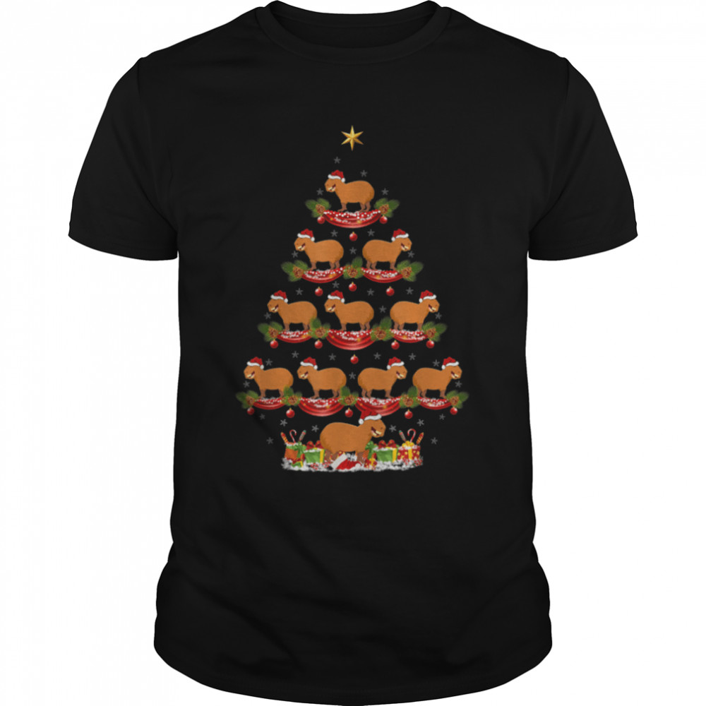 Capybara Lover Xmas Holiday Santa Capybara Christmas Tree T-Shirt B0BFDN2RXS