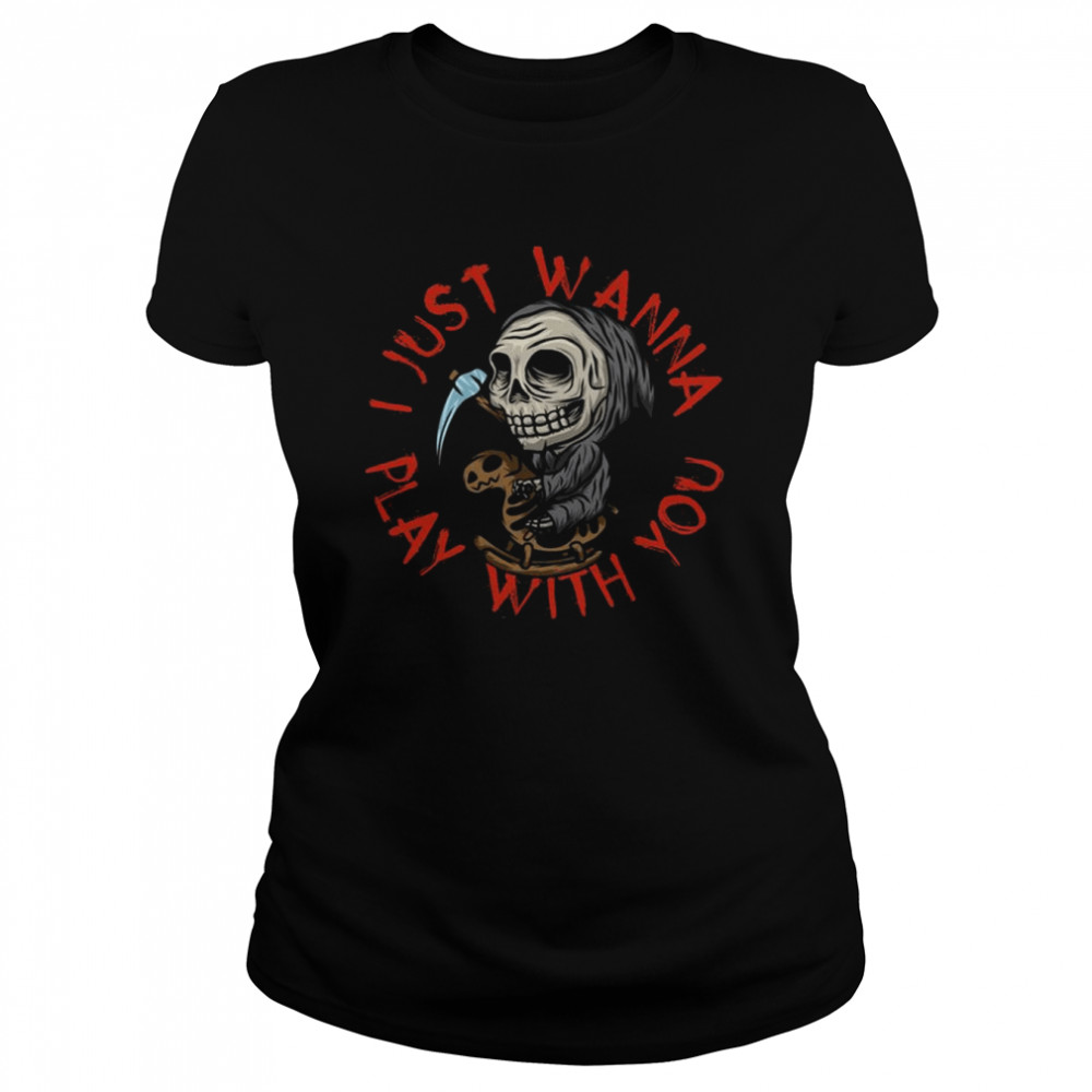 Chibi Funny Grim Reaper Skeleton New Halloween shirt Classic Women's T-shirt