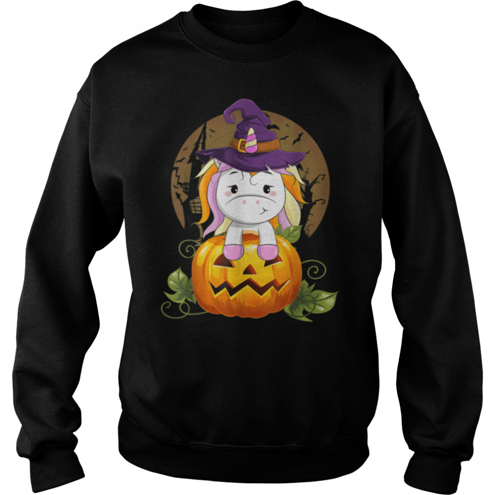 Cute Unicorn Witch Pumpkin Halloween Costume Boys Girls Kids T- B0BFD77J9Q Unisex Sweatshirt