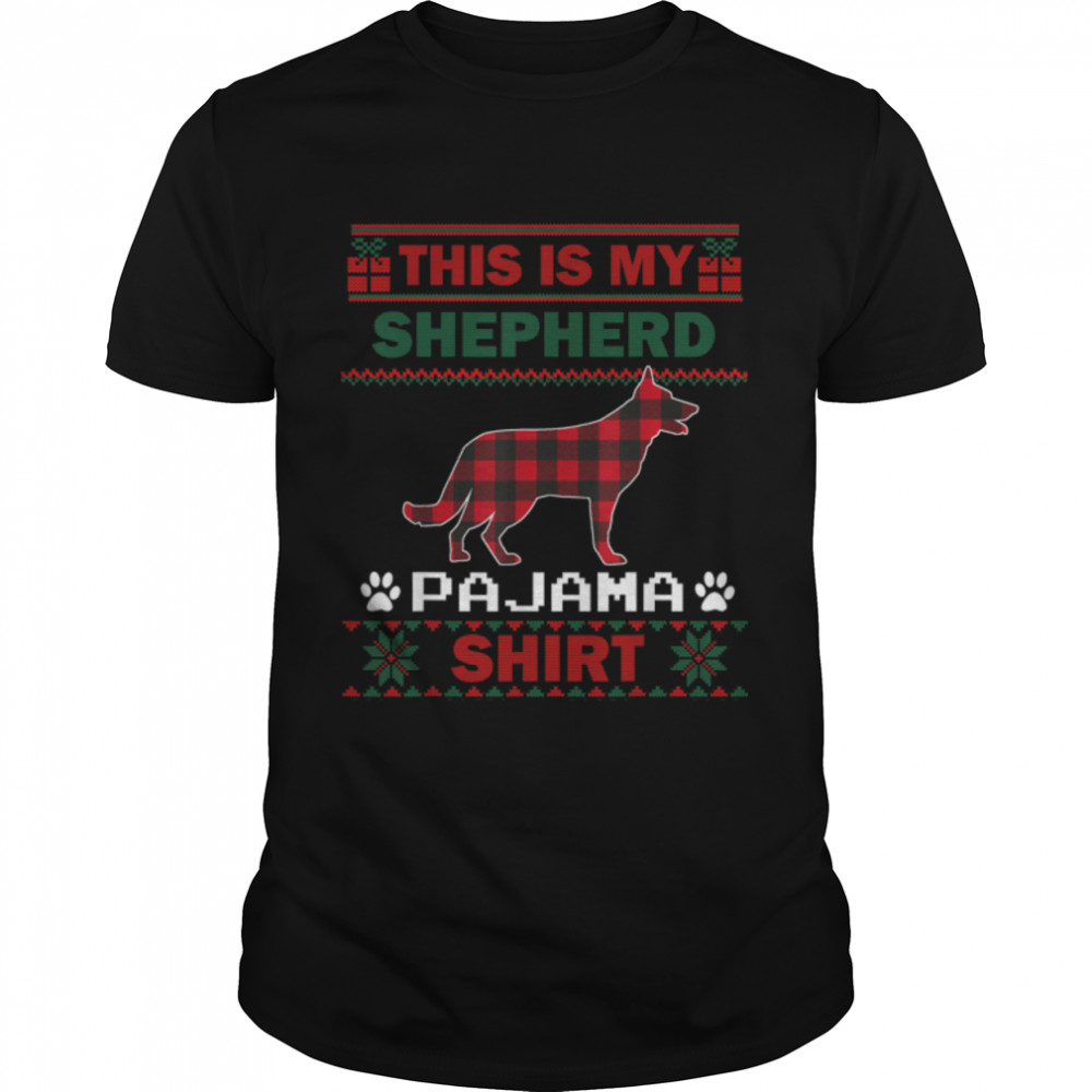 German Shepherd Dog Gifts This Is My Pajama Ugly Christmas T-Shirt B0BFDNSJBL