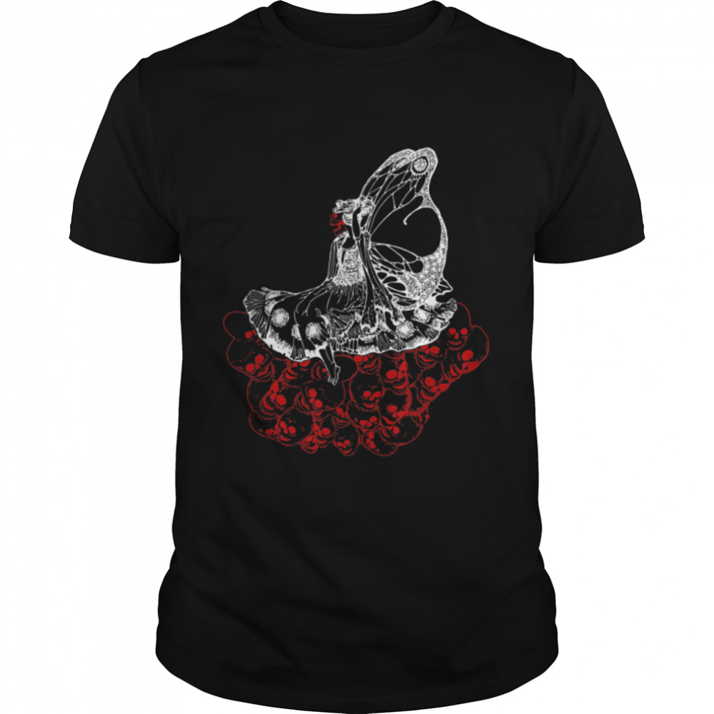 Grunge Fairycore Goth Fairy Skeleton Throne of Skulls (red) T-Shirt B09TL3R6PG
