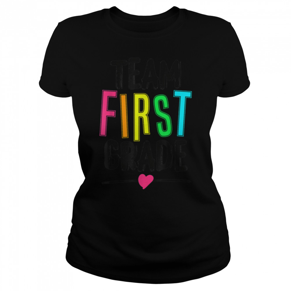 Hello. First Grade Colorful. - back to school gift T- B0BFCWWS37 Classic Women's T-shirt