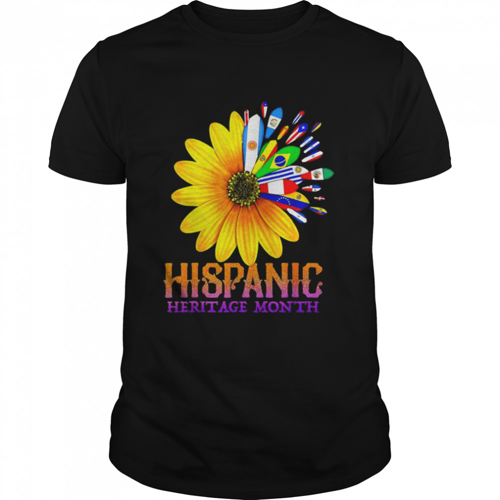 Hispanic Heritage Month National Latino Pretty Flower Flags T-Shirt