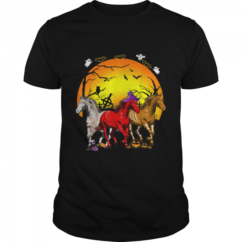 Horse Mummy Witch Pumpkin Halloween Costume For Horse Lovers T- B0BFD6HFKR Classic Men's T-shirt