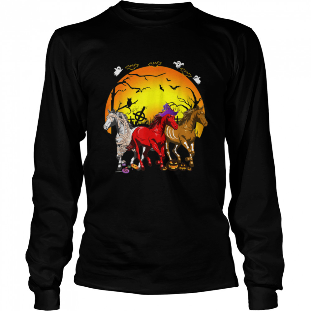 Horse Mummy Witch Pumpkin Halloween Costume For Horse Lovers T- B0BFD6HFKR Long Sleeved T-shirt