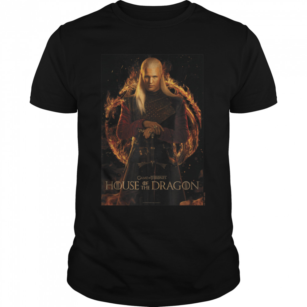House of the Dragon Daemon Targaryen Fire And Blood Poster T-Shirt B0BCHGH7NP