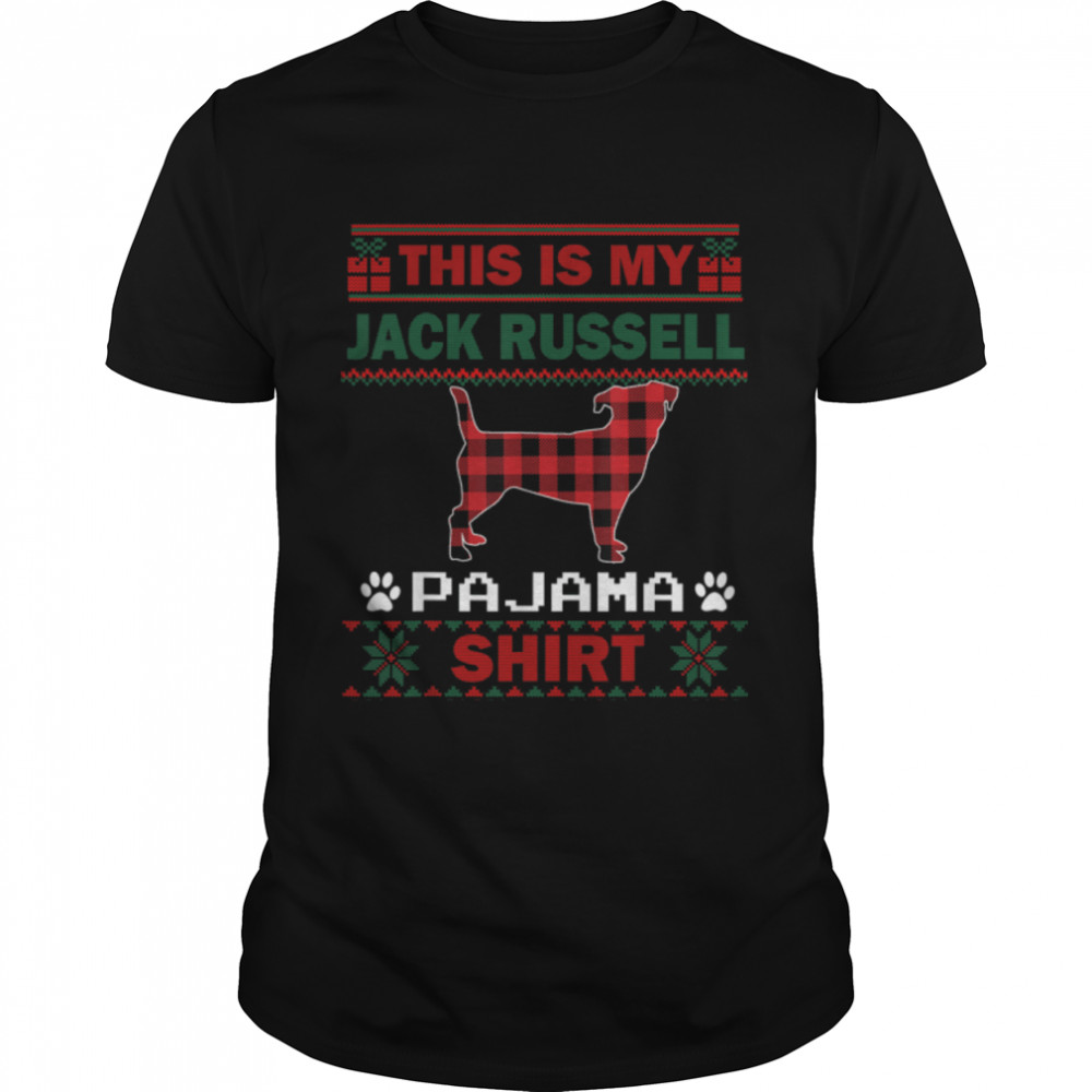 Jack Russell Dog Gifts This Is My Dog Pajama Ugly Christmas T- B0BFDDKXQF Classic Men's T-shirt