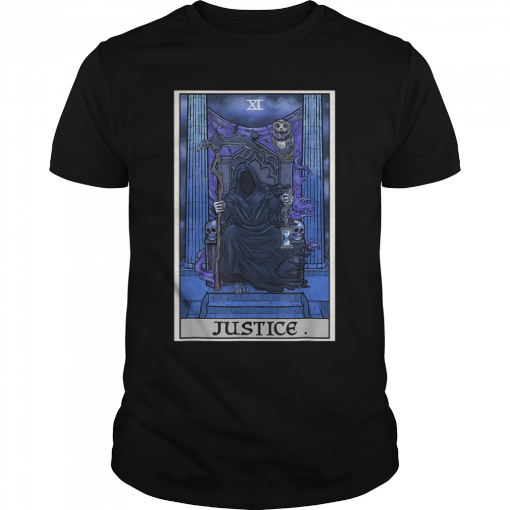 Justice Tarot Card Grim Reaper Halloween Gothic Witch Horror T-Shirt B0BCK68C5N