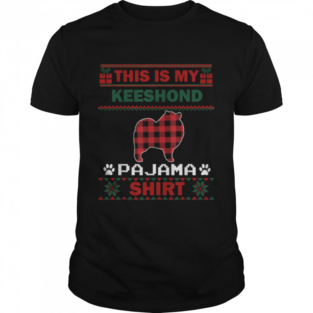 Keeshond Dog Gifts This Is My Keeshond Pajama Ugly Christmas T-Shirt B0BFDG1FFS