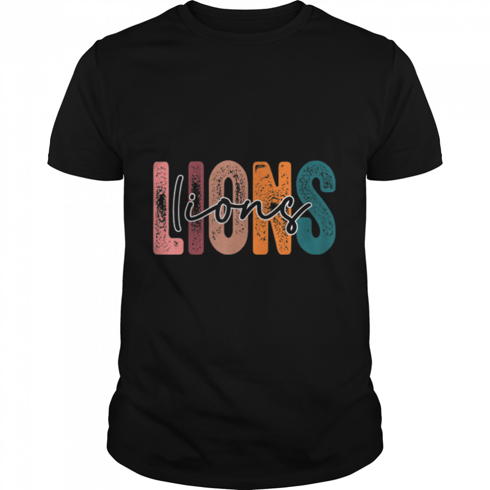 Lions School Sports Fan Team Spirit T-Shirt B0BFDB6HV7