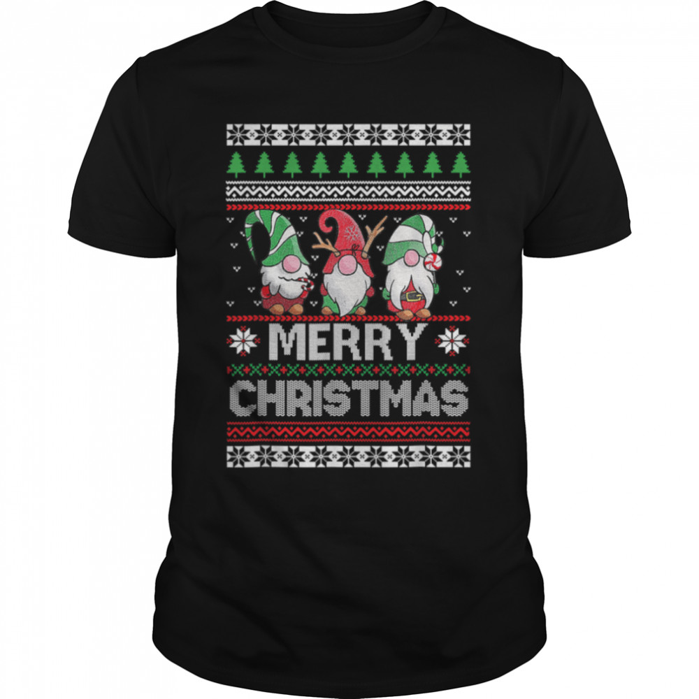 Merry Christmas With Gnomies Ugly Christmas Sweater T-Shirt B0BFF5K2RD