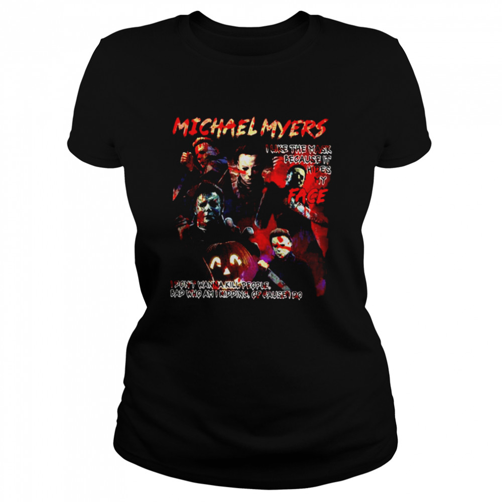Michael Myers Horror Movie Characters Cool Art Pumpkin Halloween shirt Classic Women's T-shirt