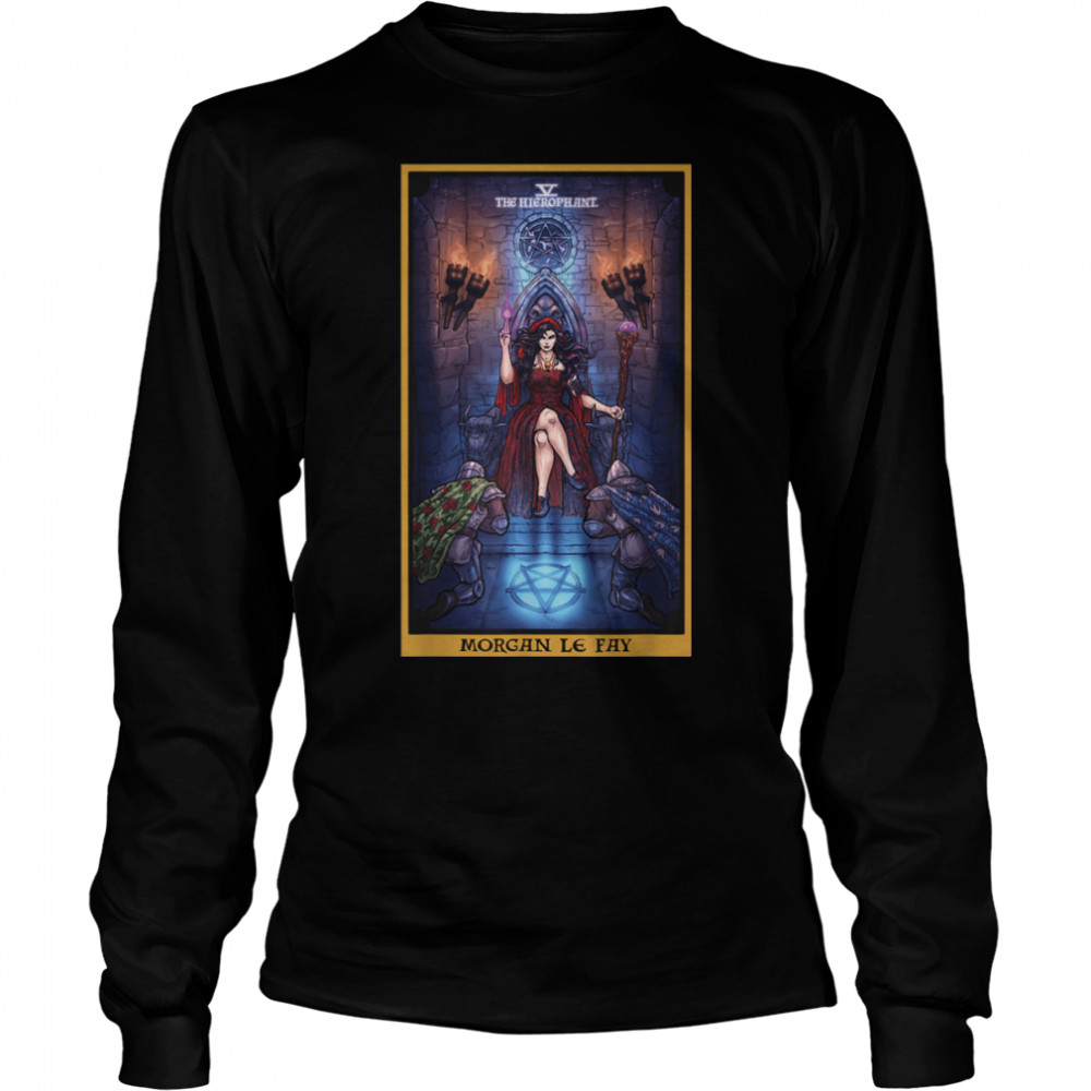 Morgan Le Fay The Hierophant Tarot Card Celtic Pagan Witch T- B09NF48457 Long Sleeved T-shirt