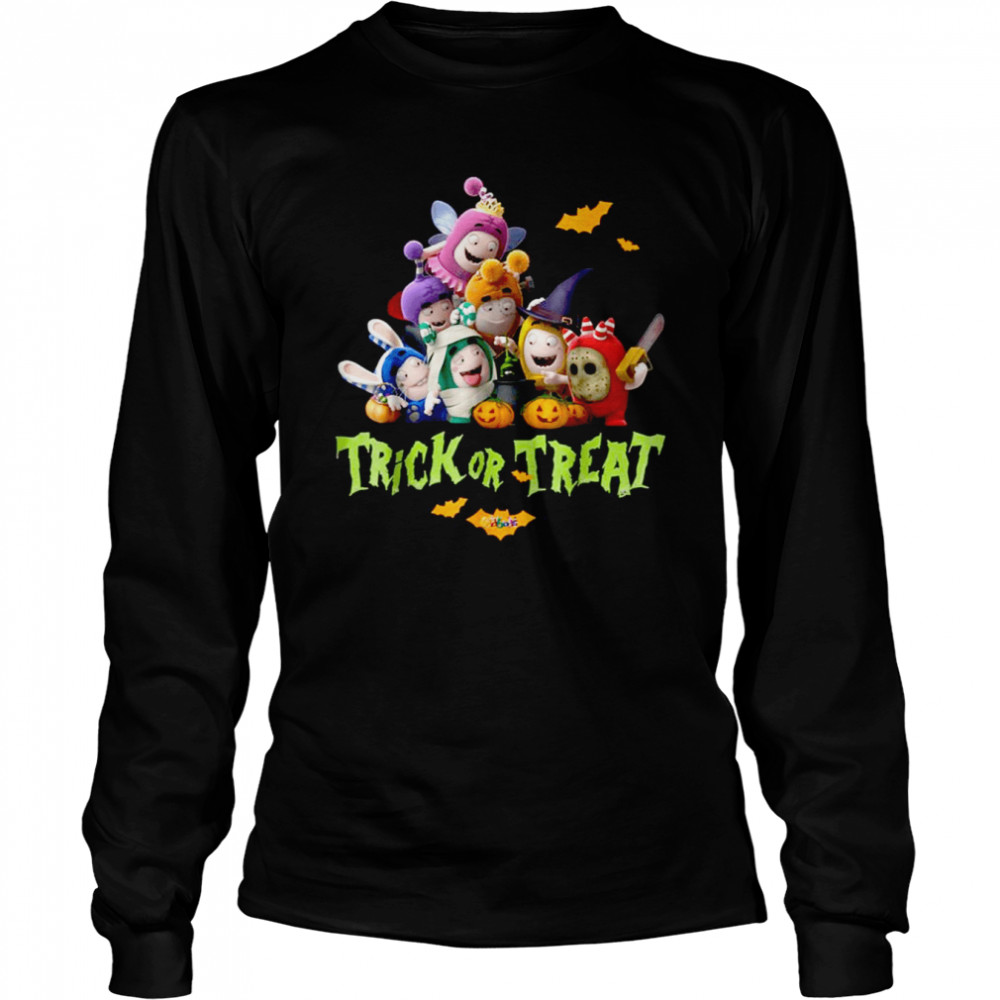 Oddbods Characters Halloween Trick Or Treat Cool Graphic S shirt Long Sleeved T-shirt