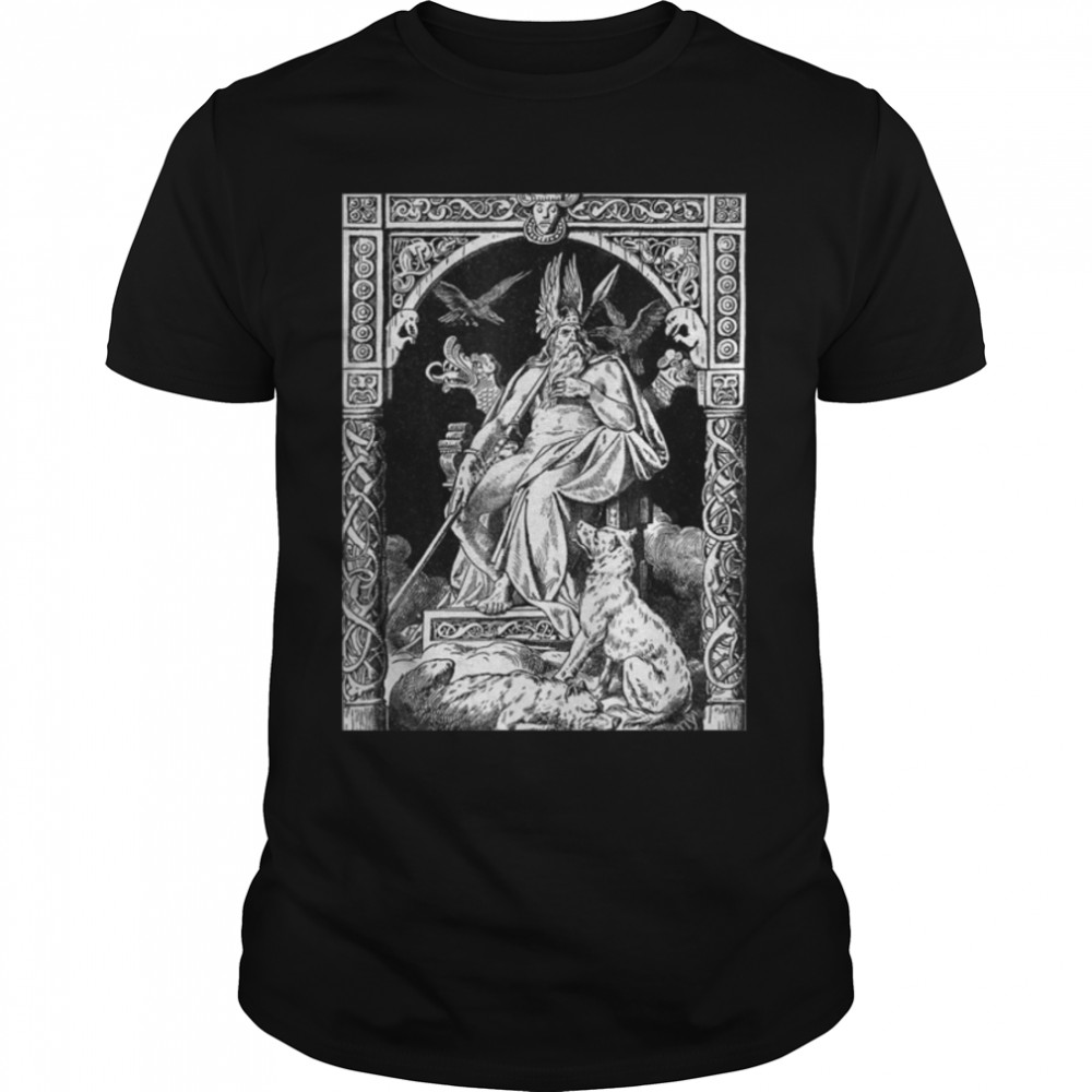 Odin On His Throne - Nordic Viking Mythology Allfather T- B0B7CKGC67 Classic Men's T-shirt