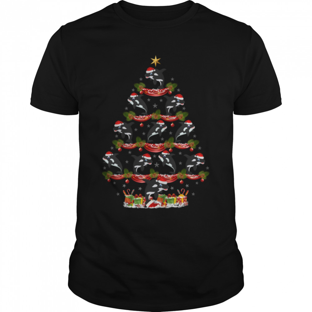 Orca Fish Lover Xmas Holiday Santa Orca Christmas Tree Sweatshirt B0BFDF93P7 Classic Men's T-shirt