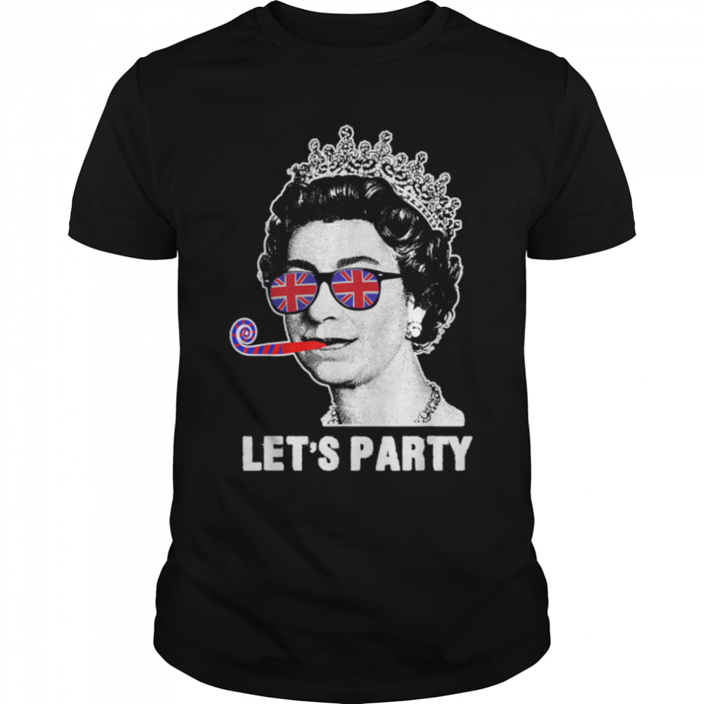 Platinum Jubilee. Queen & Union Jack Let's Party Funny Queen T-Shirt B0B22ZXN75