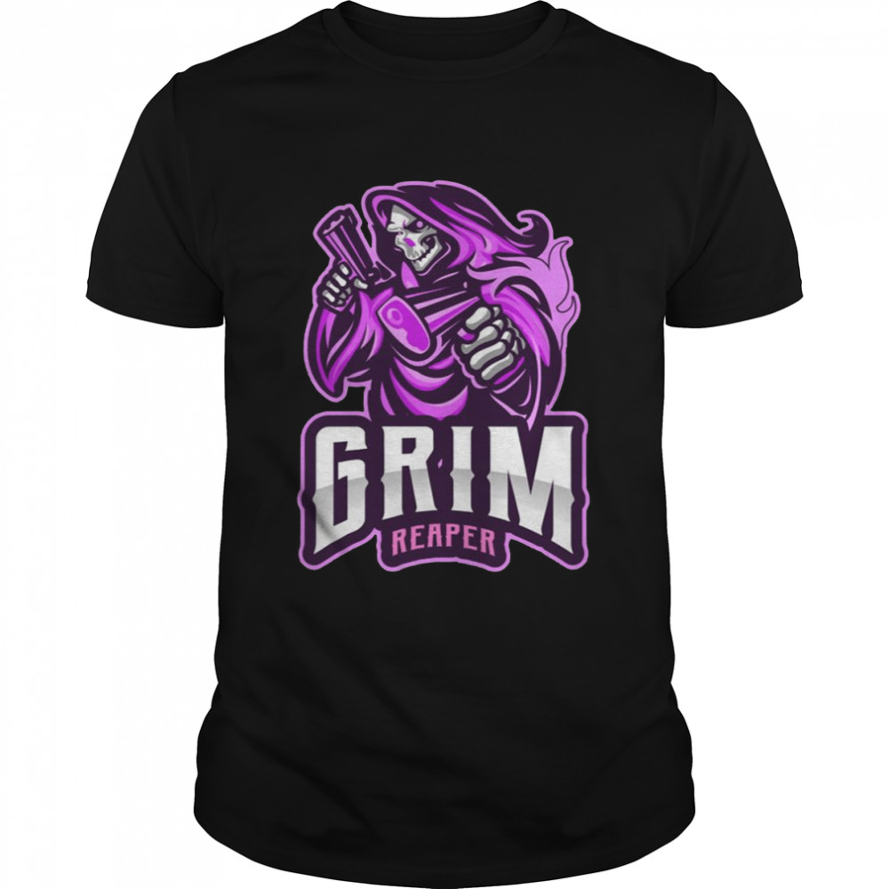 Purple Art Grim Reaper Biker Death Dealer Graphic Pink shirt Classic Men's T-shirt