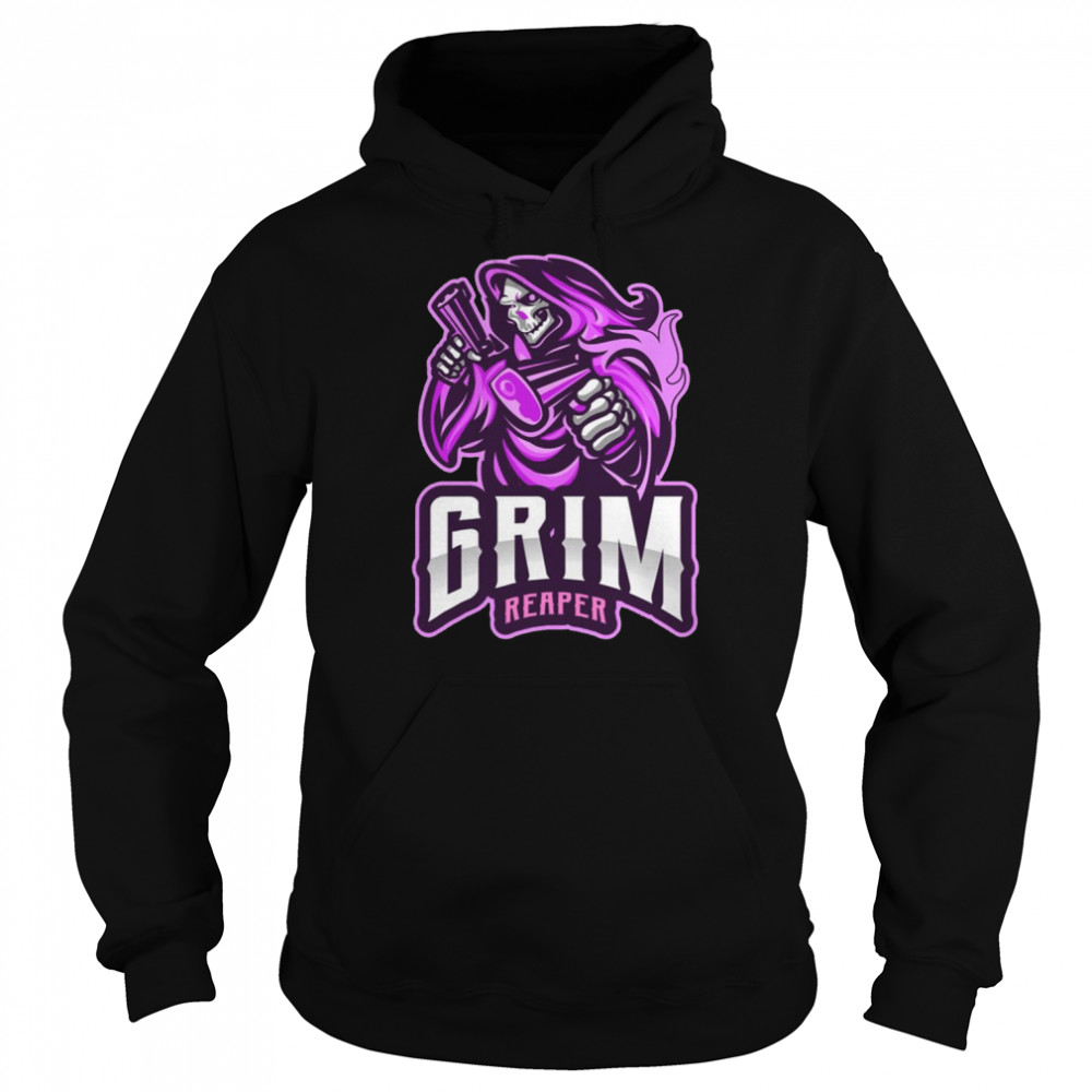 Purple Art Grim Reaper Biker Death Dealer Graphic Pink shirt Unisex Hoodie
