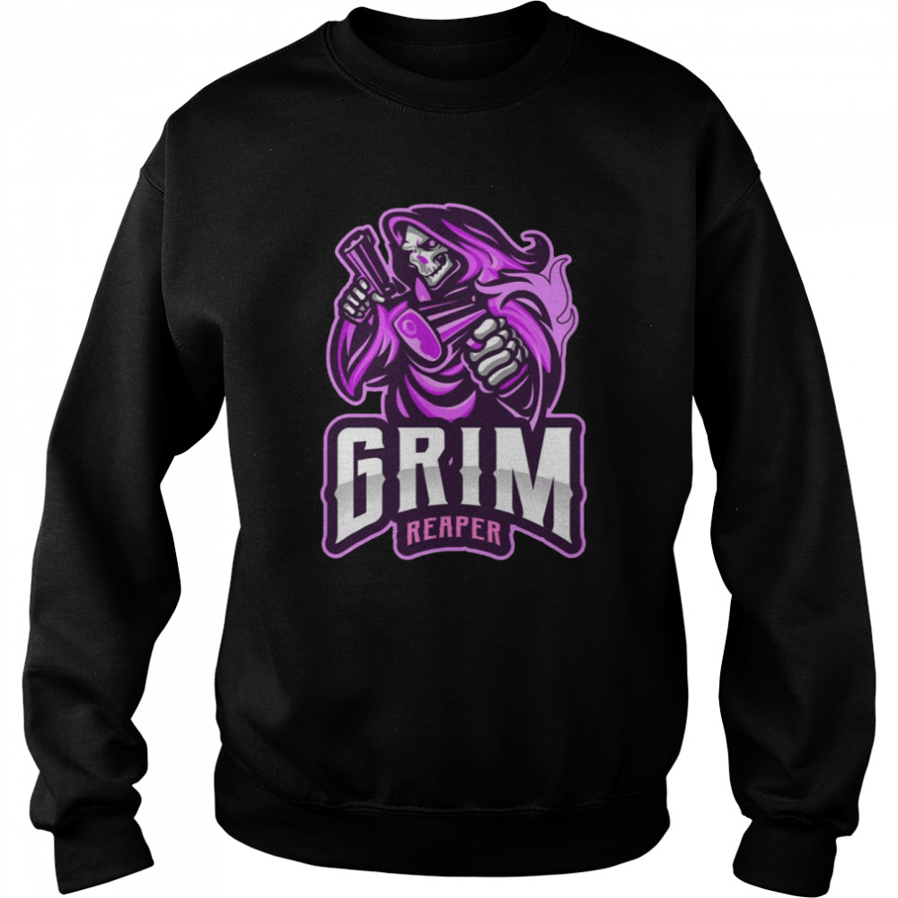 Purple Art Grim Reaper Biker Death Dealer Graphic Pink shirt Unisex Sweatshirt