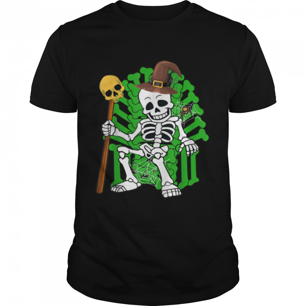 Skeletons With Bone Throne Halloween Costume Day Kids Boys T-Shirt B0BDVVBPC1
