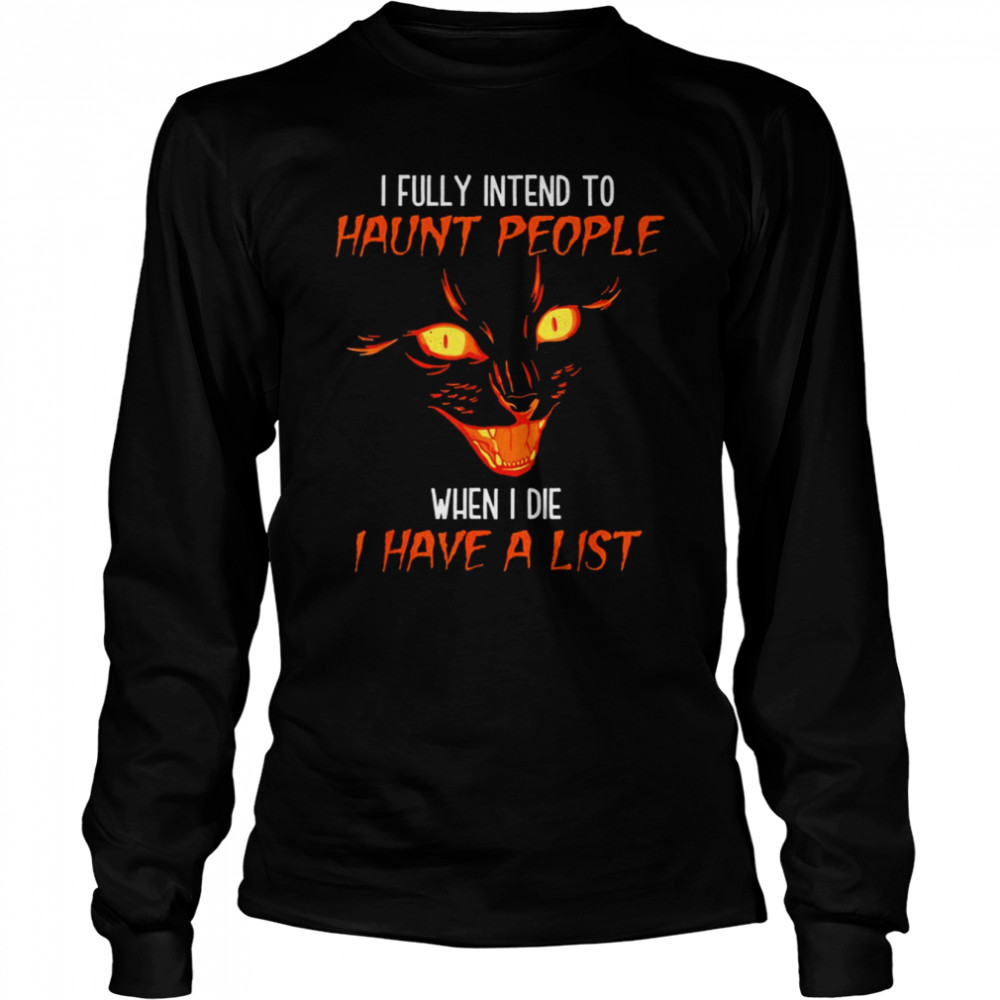 Spooky Scary Black Cat Halloween shirt Long Sleeved T-shirt