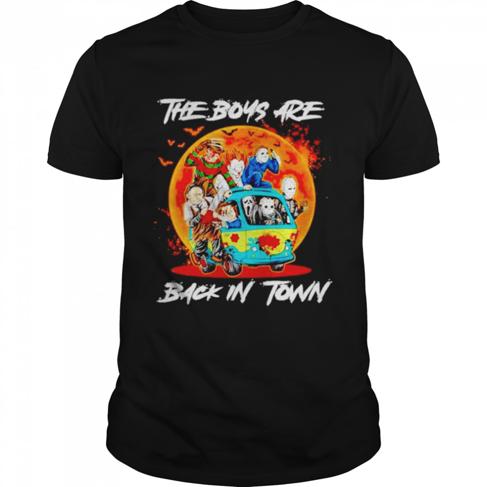 The boys are back in town halloween character in car shirt
