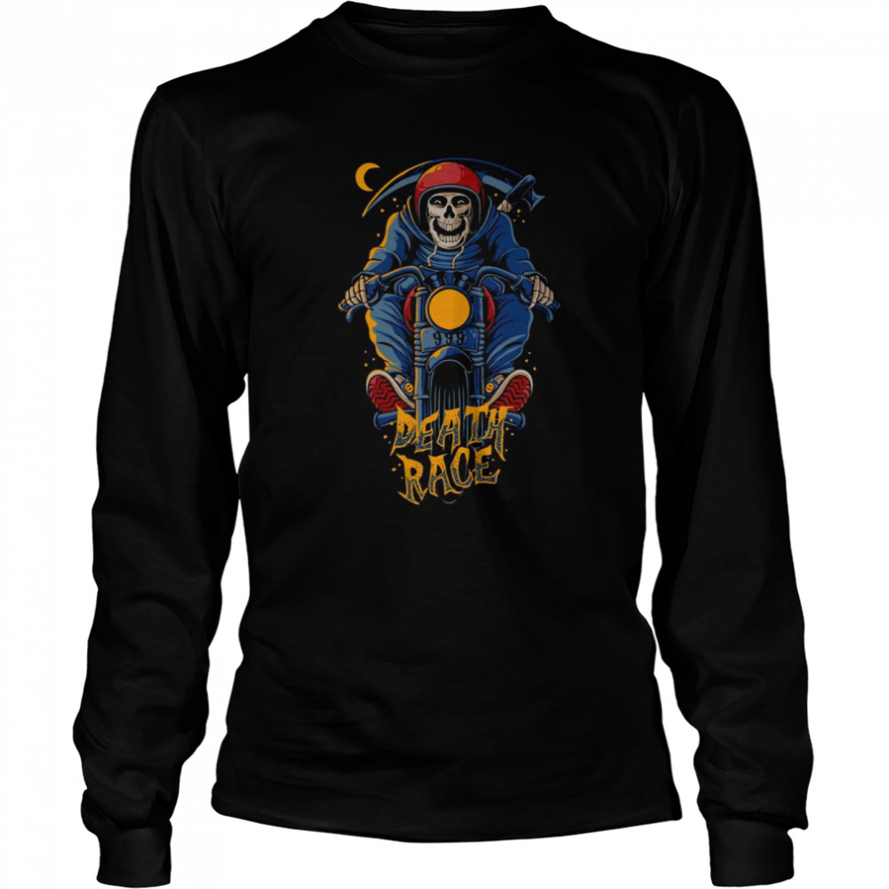 The Grim Reaper Riding Bike To Halloween shirt Long Sleeved T-shirt