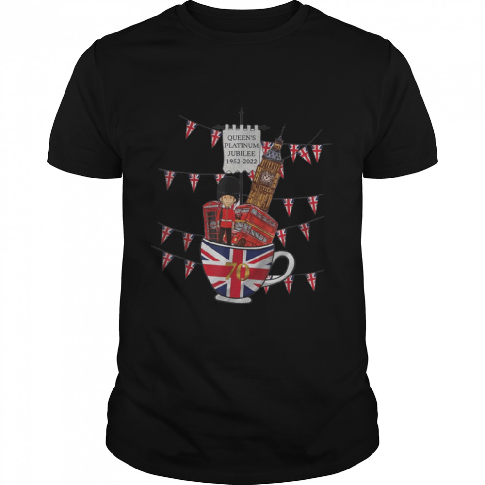 The Queen's Crown Queens Platinum Jubilee 1952-2022 UK Flag T-Shirt B0B1MJCQHW