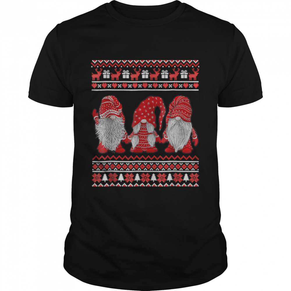 Three Gnomes Buffalo Plaid Ugly Sweater Xmas Christmas Gifts T- B0BFDFKJ7Q Classic Men's T-shirt