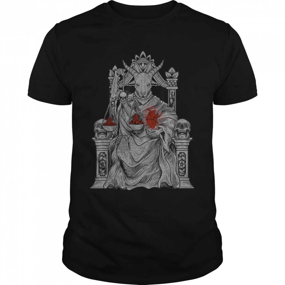 Vintage Occult Baphomet Goat on throne T- B0B2QHZ7ZM Classic Men's T-shirt