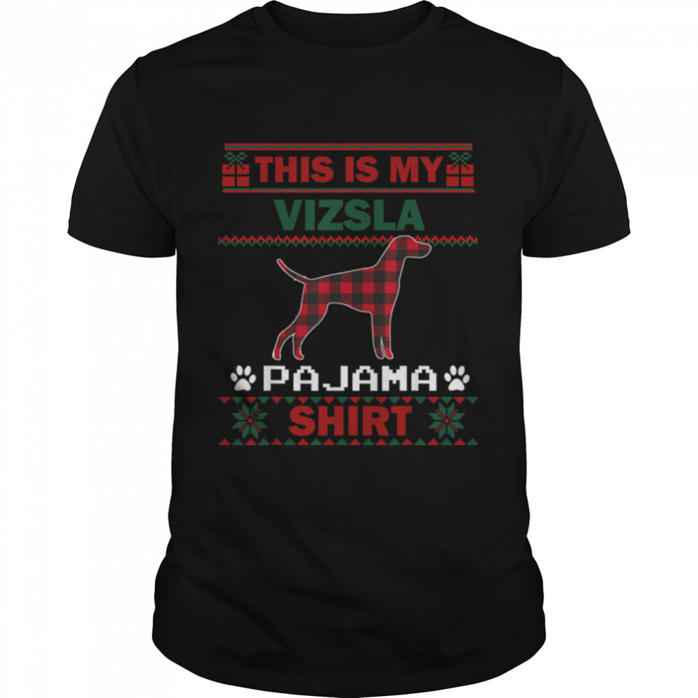 Vizsla Dog Gifts This Is My Vizsla Pajama Dog Ugly Christmas T- B0BFDCN39W Classic Men's T-shirt