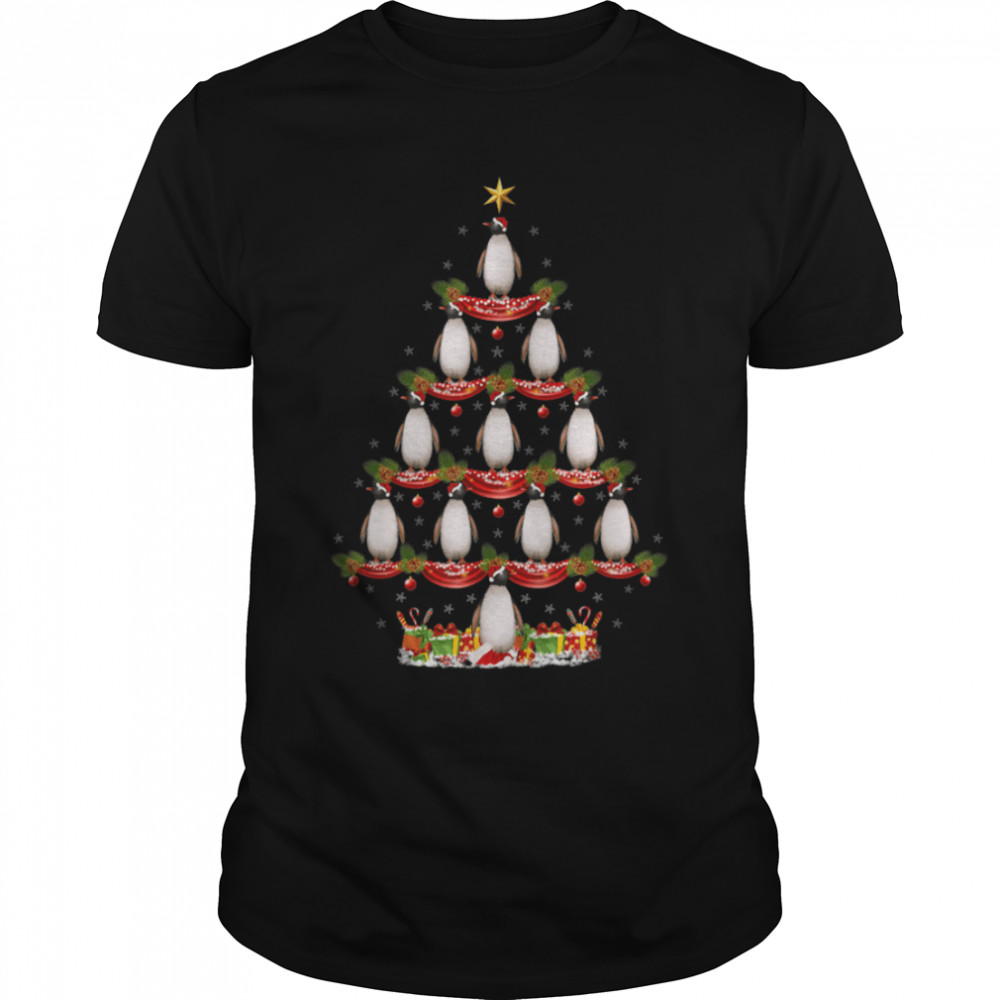 Xmas Holiday Santa Adelie Penguin Christmas Tree T-Shirt B0BFF99HXG