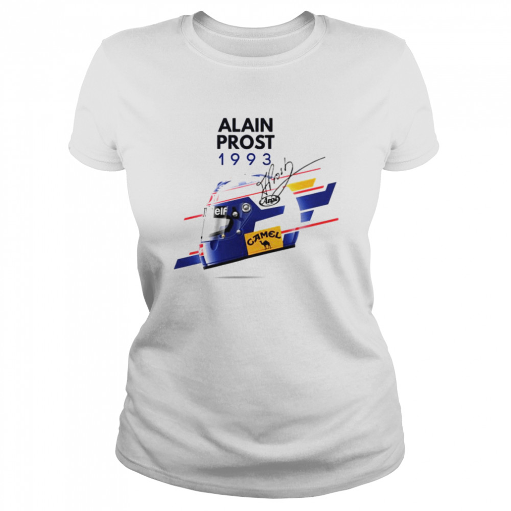 1993 Helmet Poster Alain Prost Formula 1 Car Racing F1 shirt Classic Women's T-shirt